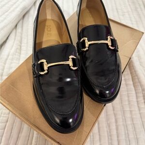 J. Crew Black Loafers with Gold Accent